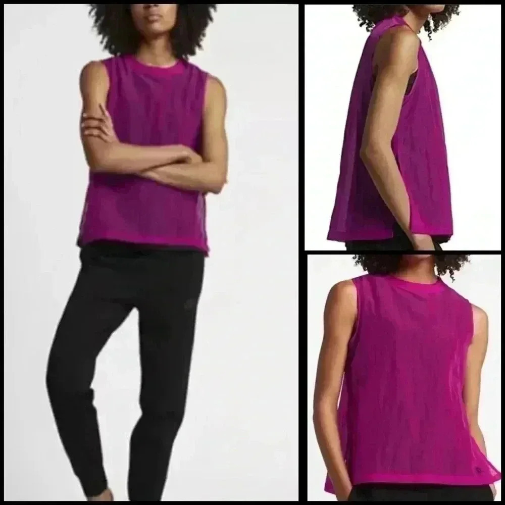 Nike NSW Tech HyperMesh Sleeveless Gorpcore Workout Top In True Berry Size Xs